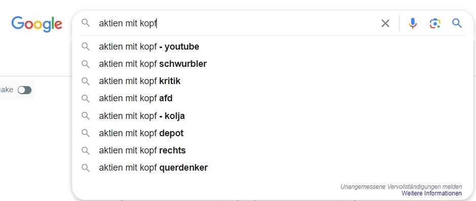 Aktien mit Kopf: YouTube-Kanal über Politik Aktien mit Kopf Google Suche